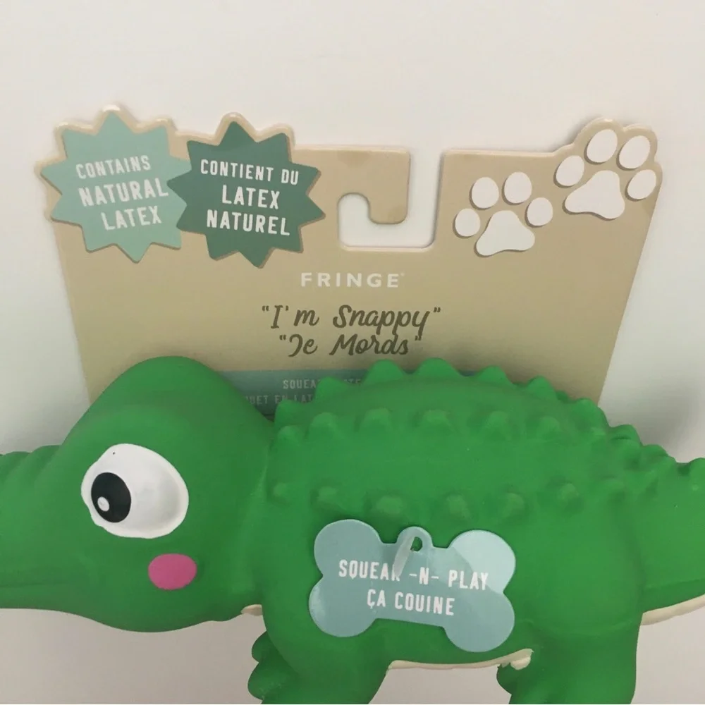 NEW Dog Toy Latex with Squeaker Green “I’m Snappy” | Fringe